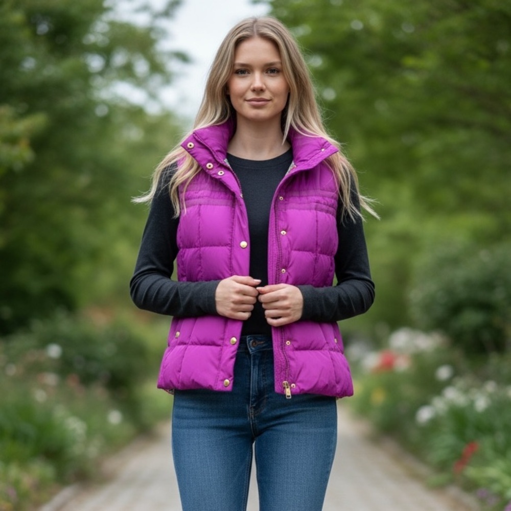 Lilly Pulitzer Kate Quilted Fuschia Purple Puffer Vest